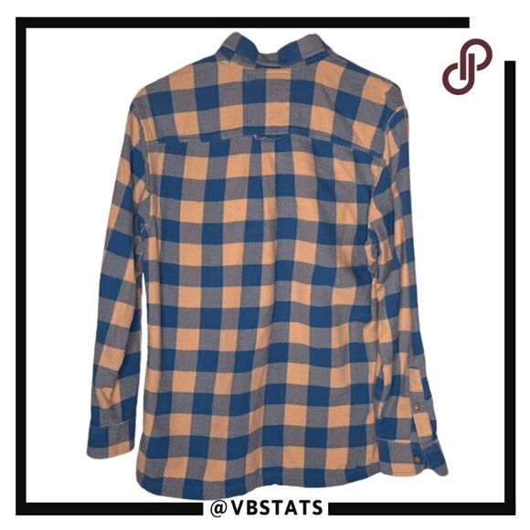 Chubbies Men's Check Tents Relaxation Button Down Shirt Blue Orange Size Medium - Picture 2 of 5